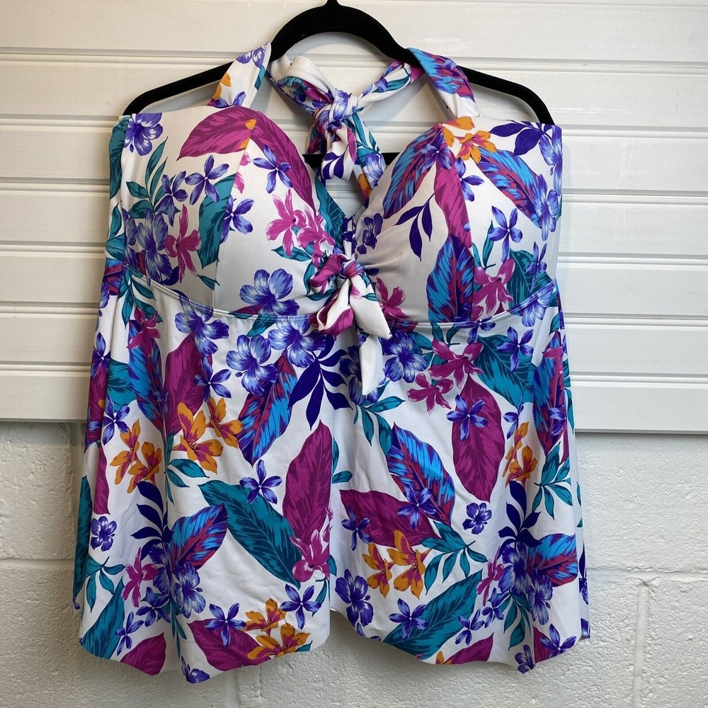 Plus Size Womens One Piece floral swimdress tankini for All size 26